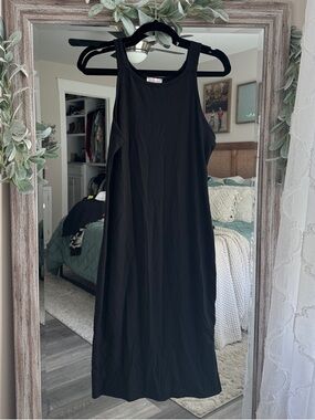 NEW Pink Lily Black Ribbed Midi Tank Dress